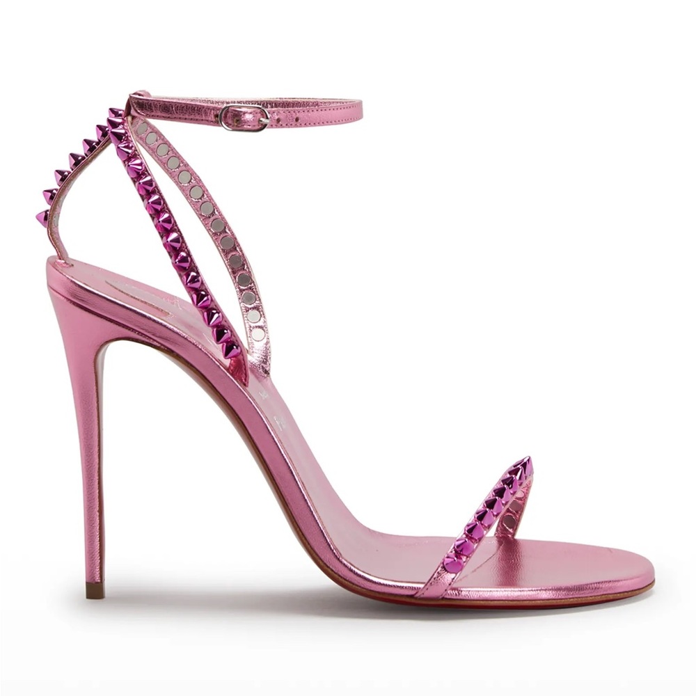 Christian Louboutin So Me Heels Metallic Pink Leather Sandals size 36